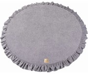 Mata Do Zabawy 100cm Dla Dziecka Okrągła Z Falbanką, Welurowa, Jasnoszara - Meowbaby®