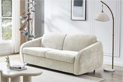Sofa rozkładana "Laurie" express w tkaninie teksturowanej - łóżko 140 cm - 3 miejsca - beżowa