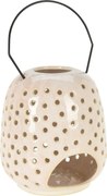 Latarnia ceramiczna Dots kremowy, 15 x 23 cm