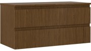 Mexen Rivel szafka łazienkowa podumywalkowa 100 cm z blatem, 2 szuflady, ryflowana , orzech - 91A20-10047-2-BFFC86