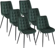 Zestaw 6 pikowanych krzeseł - Welur i czarny metal - Zieleń - OLLUA