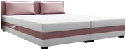 Różowo-białe dwuosobowe łóżko tapicerowane E5-C42