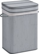 HOMCOM Kosz na bieliznę, 70 L kosz na pranie z pokrywą, wyjmowana wkładka, pojemnik na bieliznę do łazienki, 40 x 30 x 60 cm, Szary