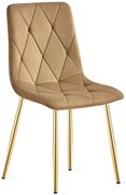 Brązowe krzesło welurowe na złotych nogach D7-G82