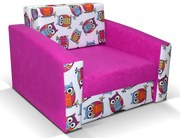 Rozkładany fotel amerykanka różowy + sowy R1-P15