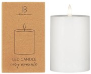 IB Laursen Świeca okrągła LED WARM FLAME SL 10 cm biała