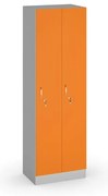 Drewniana szafka ubraniowa S5, 2-drzwiowa, 1900 x 600 x 420 mm, zamek cylindryczny, pomarańczowy