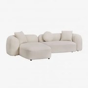 Modułowa Sofa Z Szezlongiem Po Lewej Stronie, 2-częściowa, Z Tkaniny Chenille Coco Gruba Biała Szenila - Sklum