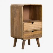 Nocna Szafka Prostokątna 30x25 Cm Z Drewna Mango Yulara Miel & 2 Szuflady - Sklum