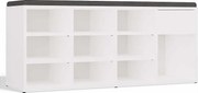 TALLIN Szafka na buty z siedziskiem i szufladą | 110x35x49 cm | Biała| Przedpokój, Siedzisko