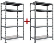 Regał półkowy 1+1 GRATIS, 1800x1200x400 mm, 5 półek, nośność półki 300 kg, podstawowy