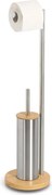 Stojak na papier toaletowy i szczotka do wc ORVO, bambus i stal nierdzewna
