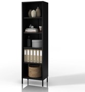 Czarny regał na książki metalowy MARIO Modern 500 x 1800 x 350 mm