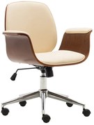 Kremowy fotel industrialny z ekoskóry na kółkach D3-B01