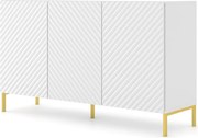 Komoda w stylu glamour biały mat + złote nóżki T8-E92