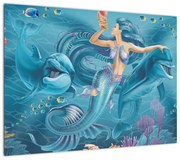 Obraz - Syrenka z delfinami (70x50 cm)