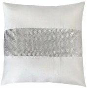 Poszewka dekoracyjna na poduszkę 40x40 z pasem z cyrkonii biała