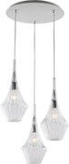 Lampa wisząca Zeus Iron z przezroczystym szkłem Pyrex 3 światła 149 Ø50 BL270-S3-TR