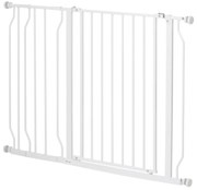 PawHut Bramka Ochronna dla Psów, Montaż na Zacisk, Regulowana Długość, Stal/ABS, 75-115 x 76cm, Biała