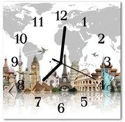 Zegar szklany kwadratowy Świat