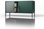 Szafka RTV metalowa na nóżkach butelkowa zieleń Modern ROSA, 1150 x 595 x 400 mm