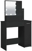 Czarna toaletka z lustrem podświetlanym i szafką L5-E15