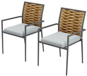 Outsunny Fotele ogrodowe Fotele zewnętrzne Fotele tarasowe, odporne na warunki atmosferyczne, nowoczesny design, 57 x 58 x 87cm, Szary