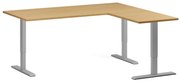 Narożne biurko z regulacją wysokości, 180x160 cm, 3 silniki, L/P, szara podstawa, buk