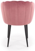 krzesło do jadalni różowy tkanina velvet muszla z oparciem metalowe K386