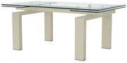 Rozkładany stół jadalniany dla 8-10 osób ze szkła hartowanego i beżowego metalu - Przezroczysty - LUBANA