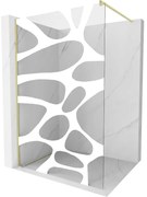 Mexen Kioto ścianka prysznicowa Walk-in 70 x 200 cm, biała fala 8 mm, złota szczotkowana - 800-070-101-55-97