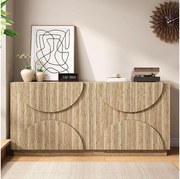 Kredens w naturalnym kolorze z 4 drzwiami i półkami - do salonu i jadalni