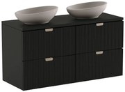 Czarna ryflowana szeroka szafka wisząca pod umywalkę S1-H02