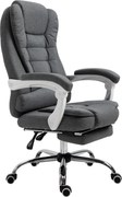 Vinsetto Fotel biurowy z podnóżkiem szary tkanina lniana wygodny regulowany ergonomiczny fotel do pracy | Aosom PL