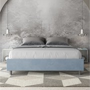 Łóżko wyposażone w stelaż z listwami tapicerowane 160x190 microfibra Błękitny Azelia