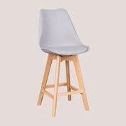Zestaw 2 Wysokich Stołków 65 Cm Z Poduszką Z Ekoskóry Nordic Jasnoszary - Sklum