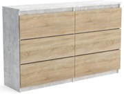 Duża komoda 6 SZUFLAD Szafka 120 cm ARIA Beton/Dąb Sonoma