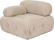 Elegancki fotel 1-osobowy, kolor brzoskwiniowy, 100 cm x 100 cm x 80 cm | Konstrukcja z drewna bukowego i płyty wiórowej, 100% poliester, pianka DNS 28 | Design