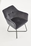 K377 krzesło popiel, tkanina velvet, płozy, podłokietniki, welur, loft