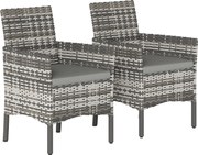 Outsunny 2-częściowy zestaw rattanowych krzeseł ogrodowych z poduszkami i stalową ramą, Szare | Aosom PL