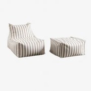 Zestaw Fotel I Pufa W Tkaninie Sandel Orzech Laskowy Brązowy - Sklum