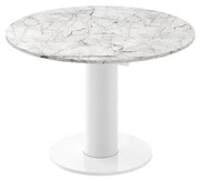 Stół rozkładany SOLO LUX 100(144)x100 biały marmur venatino/biały połysk HUBERTUS