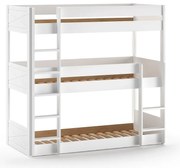 Białe piętrowe łóżko dziecięce z litego drewna sosnowego 90x200 cm Scott – Vipack