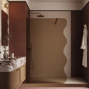 Ścianka prysznicowa Walk in fix szkło brązowe falowane 8mm MOLIS Wave Brown MASSI | Różne rozmiary : Kolor profili kabiny - złoty szczotkowany, Szerokość ścianki - 80 cm, Typ montażu - WALK in FIX (Do ściany)