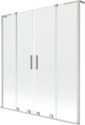 Mexen Velar L Duo parawan nawannowy 2-skrzydłowy rozsuwany 150 x 150 cm, transparent, nikiel szczotkowany - 896-150-003-02-97