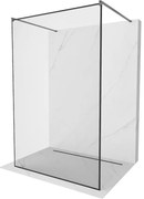 Mexen Kioto ścianka prysznicowa wolnostojąca 120 x 200 cm, czarna ramka 8 mm, gun gray szczotkowany - 800-120-002-66-70