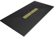 Mexen Toro brodzik prostokątny SMC 160 x 70 cm, czarny, maskownica złota - 43707016-G