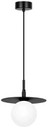 Czarna lampa wisząca szklana kula z metalowym dyskiem - 4X A692 K7-E96