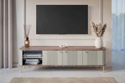 Szafka RTV Vesper 3D 187 cm - kaszmir / orzech / złote nogi