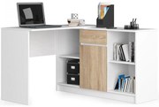 Biurko narożne do nauki biały + dąb sonoma A7-T57